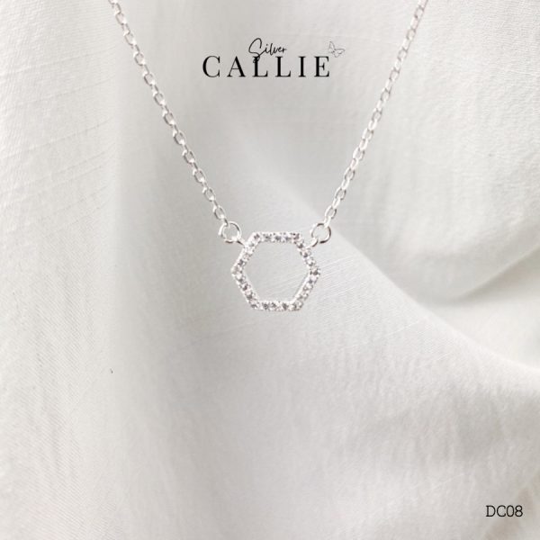 DC08 - Dây chuyền Callie Silver mặt hình lục giác đính hạt Hexagon - 004