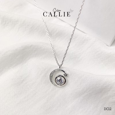 DC12 - Dây chuyền Callie Silver mặt trăng và đá tròn Crescent moon