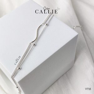 Vòng tay bạc Callie Silver 2 dây chữ S và trái tim - VT15.3