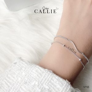 Vòng tay bạc Callie Silver 2 dây chữ S và trái tim - VT15.3