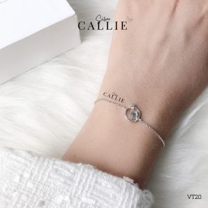 Vòng tay bạc Callie Silver đính 1 viên ngọc xanh và đá - VT20.4