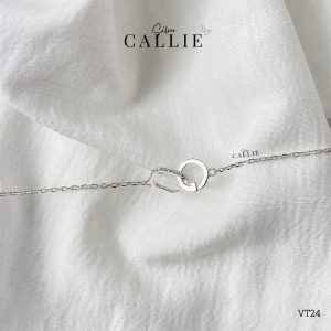 Vòng tay bạc Callie Silver kiểu chữ G móc hình vuông đính hạt - VT24.3