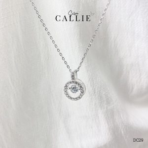 DC29 - Dây chuyền bạc Callie Silver mặt tròn rời đính đá, hạt ở giữa