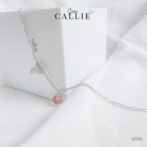 VT42 - Vòng tay bạc Callie Silver đá thạch anh hồng phối đuôi cá