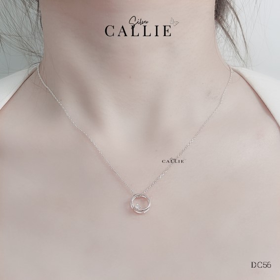 DC56 - Dây chuyền bạc Callie Silver vòng tròn 1 viên đá nhỏ - Hình ảnh 2