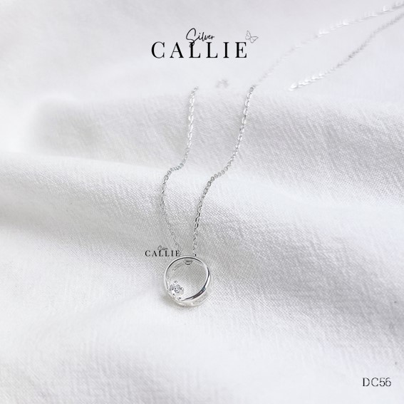 DC56 - Dây chuyền bạc Callie Silver vòng tròn 1 viên đá nhỏ