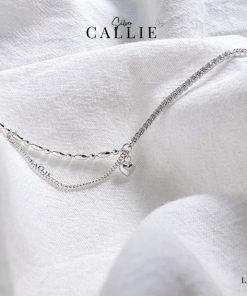 LC05 - Lắc chân bạc Callie Silver đá phối dây gạo