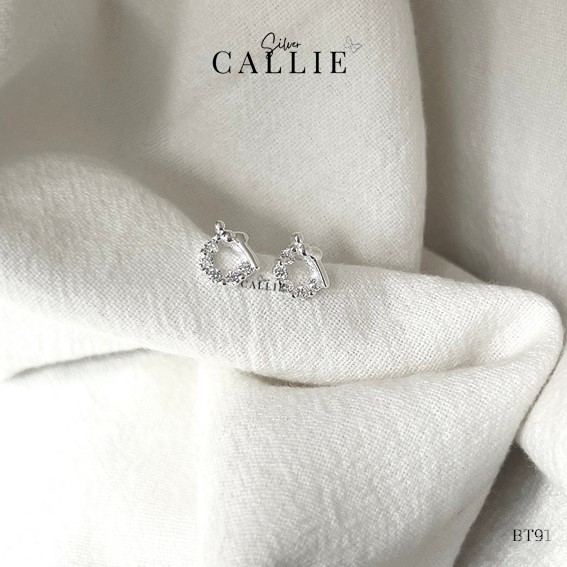 BT91 - Bông tai bạc Callie Silver vòng nguyệt quế - Image 6