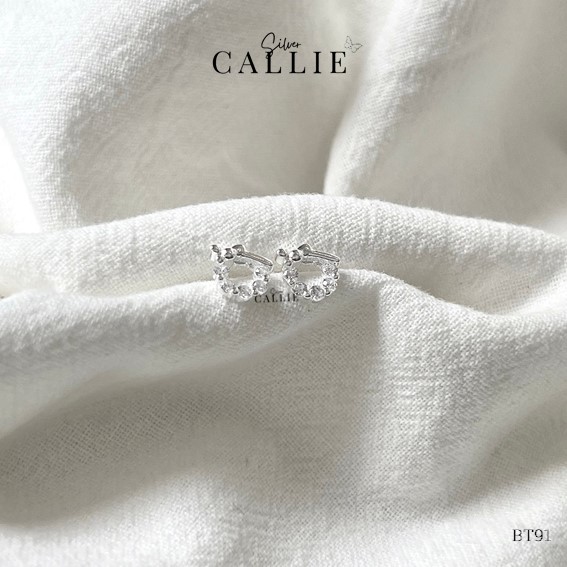 BT91 - Bông tai bạc Callie Silver vòng nguyệt quế - Image 5