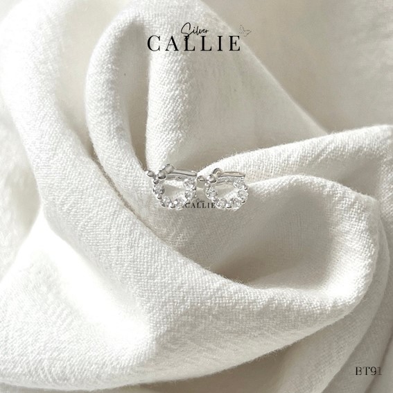 BT91 - Bông tai bạc Callie Silver vòng nguyệt quế - Image 4