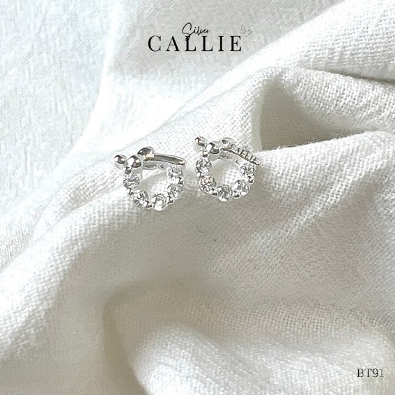 BT91 - Bông tai bạc Callie Silver vòng nguyệt quế - Image 3