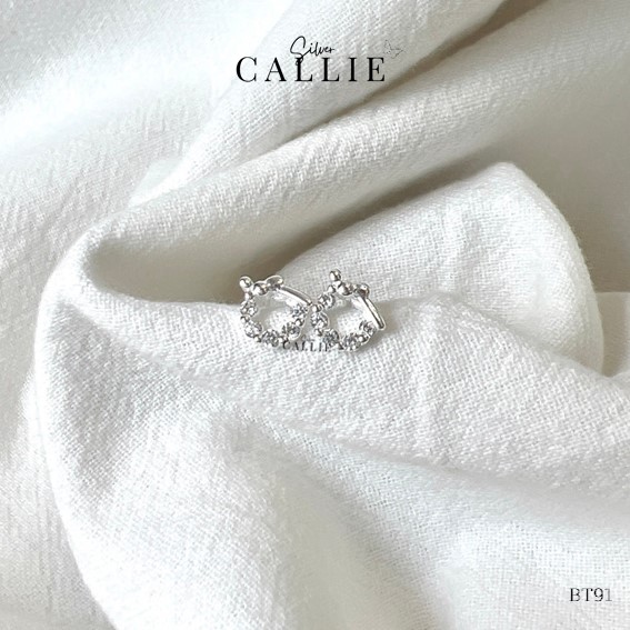 BT91 - Bông tai bạc Callie Silver vòng nguyệt quế