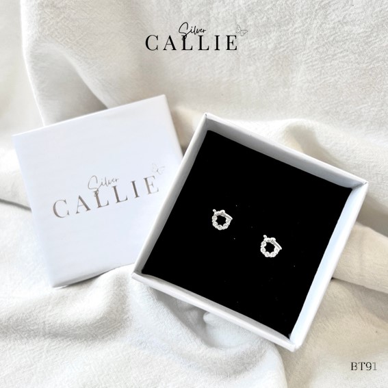 BT91 - Bông tai bạc Callie Silver vòng nguyệt quế - Image 7