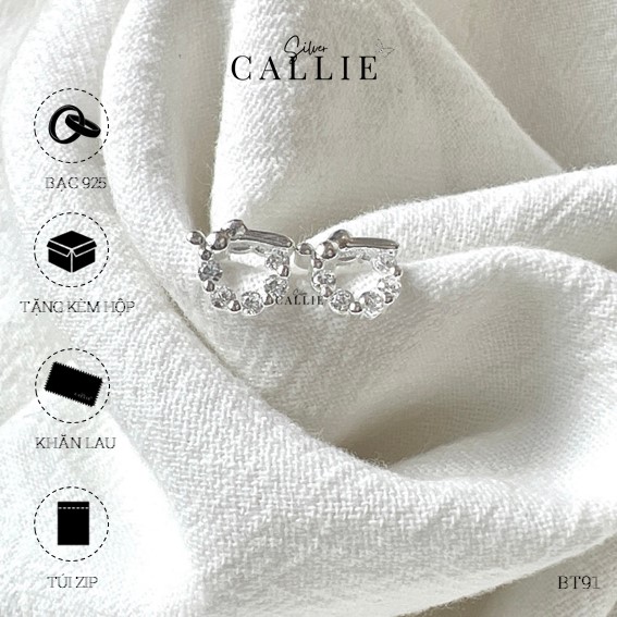 BT91 - Bông tai bạc Callie Silver vòng nguyệt quế - Image 8