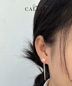 Alternative view of BT102 - Bông tai bạc Callie Silver bươm bướm thiết kế dây xích