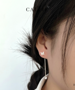 Alternative view of BT103 - Bông tai bạc Callie Silver bươm bướm thiết kế đá treo