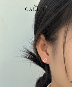Alternative view of BT106 - Bông tai bạc Callie Silver vòng nguyệt quế