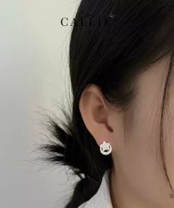 Alternative view of BT122 - Bông tai bạc Callie Silver mặt trăng ngôi sao đính đá