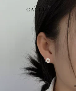 Alternative view of BT127 - Bông tai bạc Callie Silver đính đá vòng tròn