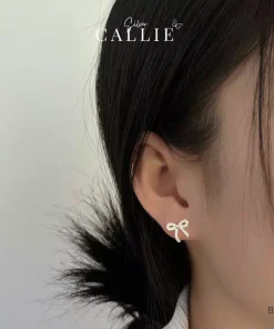 Alternative view of BT129 - Bông tai bạc Callie Silver nơ đính đá