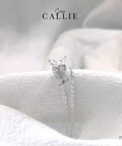 BT102 - Bông tai bạc Callie Silver bươm bướm thiết kế dây xích
