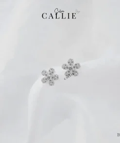 BT123 - Bông tai bạc Callie Silver bông hoa đính đá