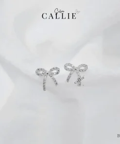 BT129 - Bông tai bạc Callie Silver nơ đính đá