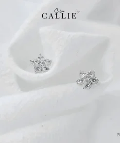 BT132 - Bông tai bạc Callie Silver hoa 5 cánh đính đá