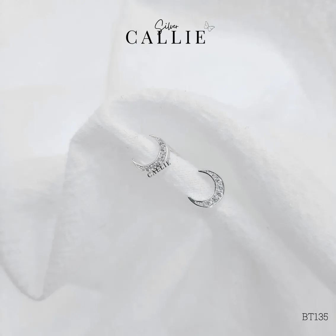 BT135 - Bông tai bạc Callie Silver mặt trăng - Hình ảnh 3