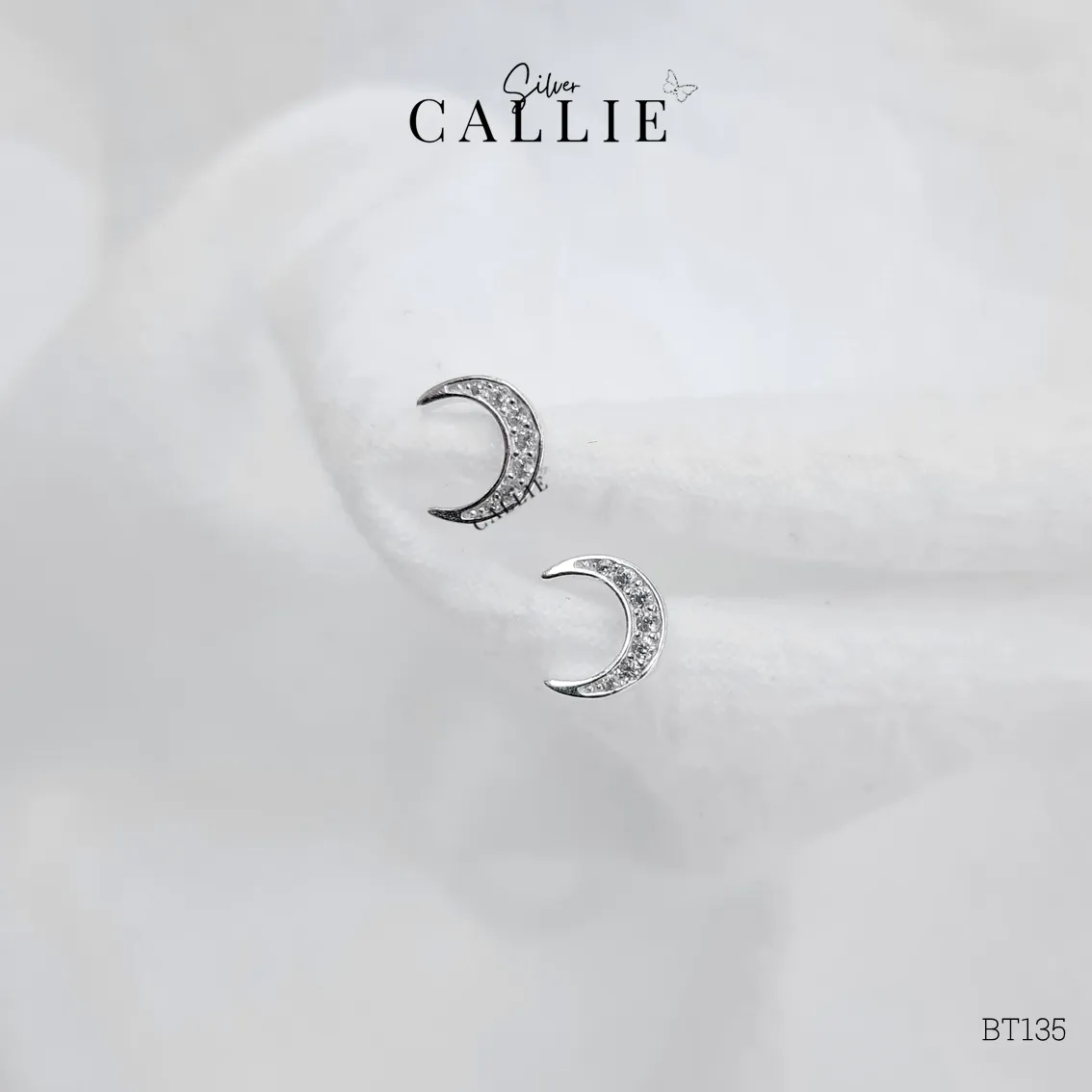 BT135 - Bông tai bạc Callie Silver mặt trăng - Hình ảnh 4