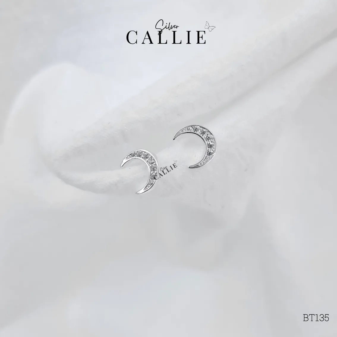 BT135 - Bông tai bạc Callie Silver mặt trăng - Hình ảnh 5