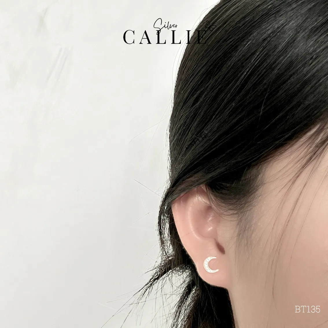 BT135 - Bông tai bạc Callie Silver mặt trăng - Hình ảnh 2