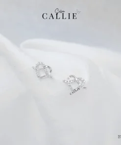 BT140 - Bông tai bạc Callie Silver trái tim đính đá xoắn