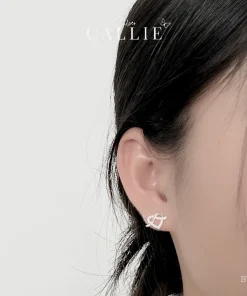 Alternative view of BT140 - Bông tai bạc Callie Silver trái tim đính đá xoắn