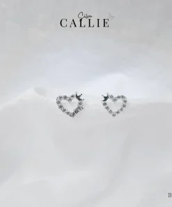 BT150 - Bông tai bạc Callie Silver trái tim vương miện