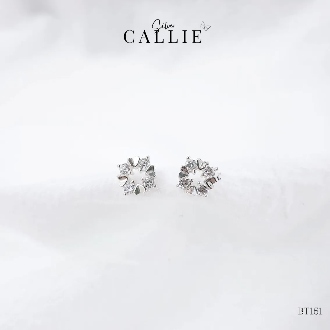 BT151 - Bông tai bạc Callie Silver lá hoa