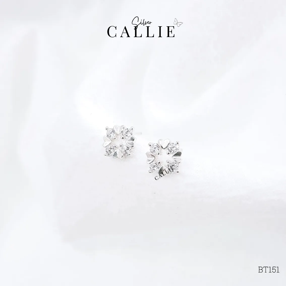 BT151 - Bông tai bạc Callie Silver lá hoa - Image 6