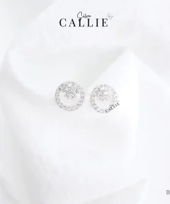 BT156 - Bông tai bạc Callie Silver vòng tròn đính đá
