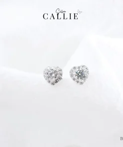 BT157 - Bông tai bạc Callie Silver viên chủ trái tim đính đá