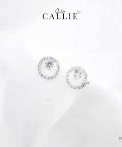 BT159 - Bông tai bạc Callie Silver vòng tròn đính đá