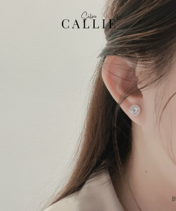 Alternative view of BT160 - Bông tai bạc Callie Silver viên chủ đá xung quanh