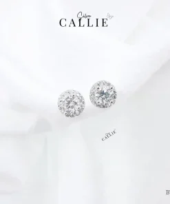 BT160 - Bông tai bạc Callie Silver viên chủ đá xung quanh