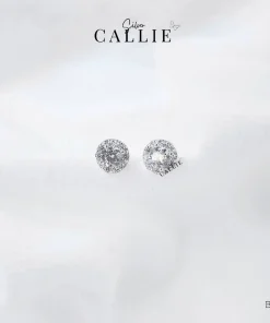 BT161 - Bông tai bạc Callie Silver viên chủ đá xung quanh
