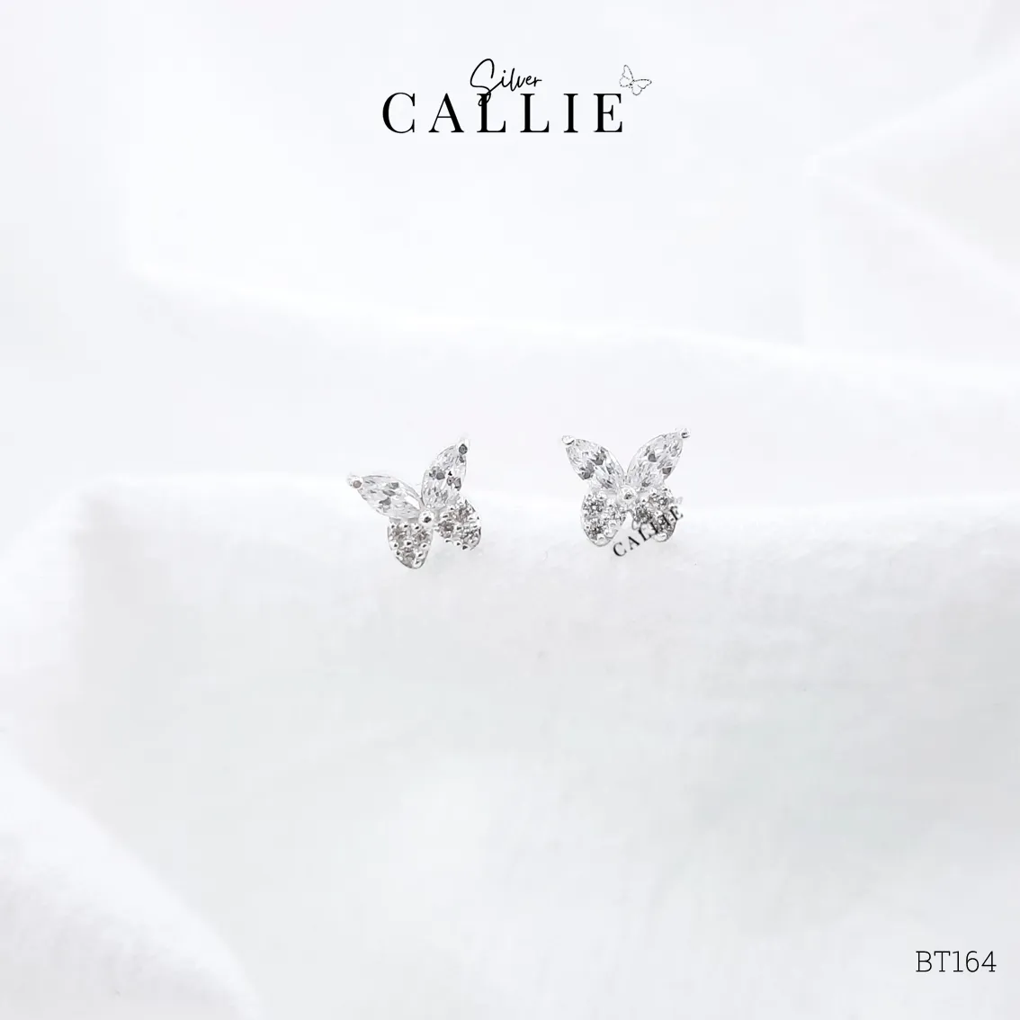 BT164 - Bông tai bạc Callie Silver bướm thiết kế không dây