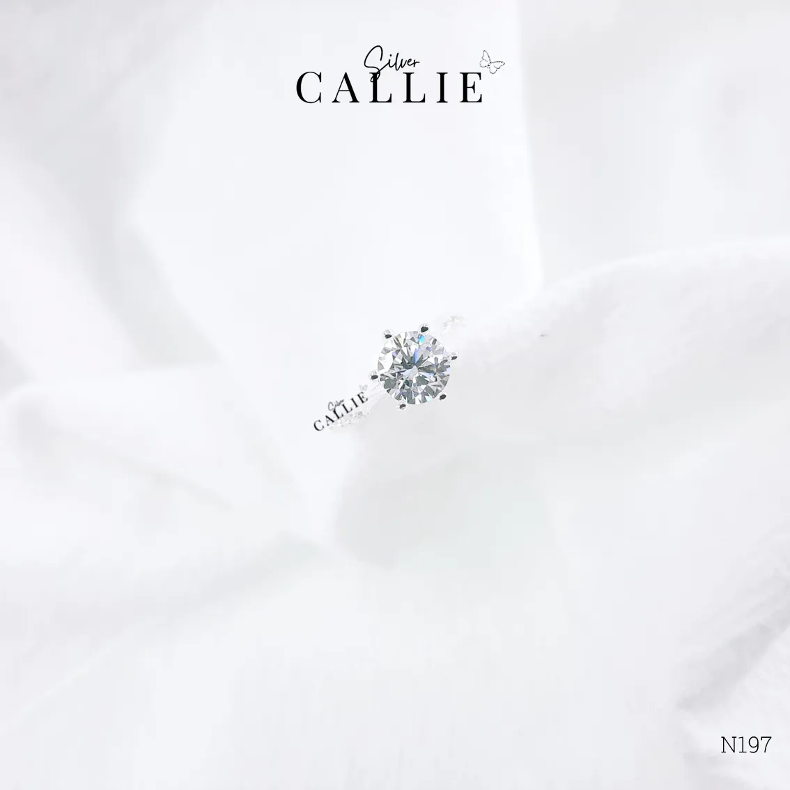 N197 - Nhẫn bạc Callie Silver đá xoắn viên chủ - Hình ảnh 3