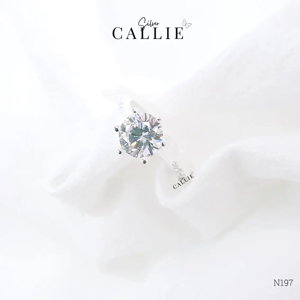 N197 - Nhẫn bạc Callie Silver đá xoắn viên chủ - Hình ảnh 4