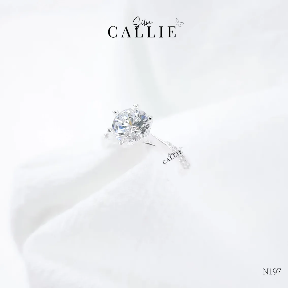 N197 - Nhẫn bạc Callie Silver đá xoắn viên chủ