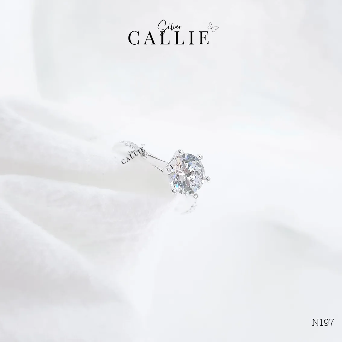 N197 - Nhẫn bạc Callie Silver đá xoắn viên chủ - Hình ảnh 6