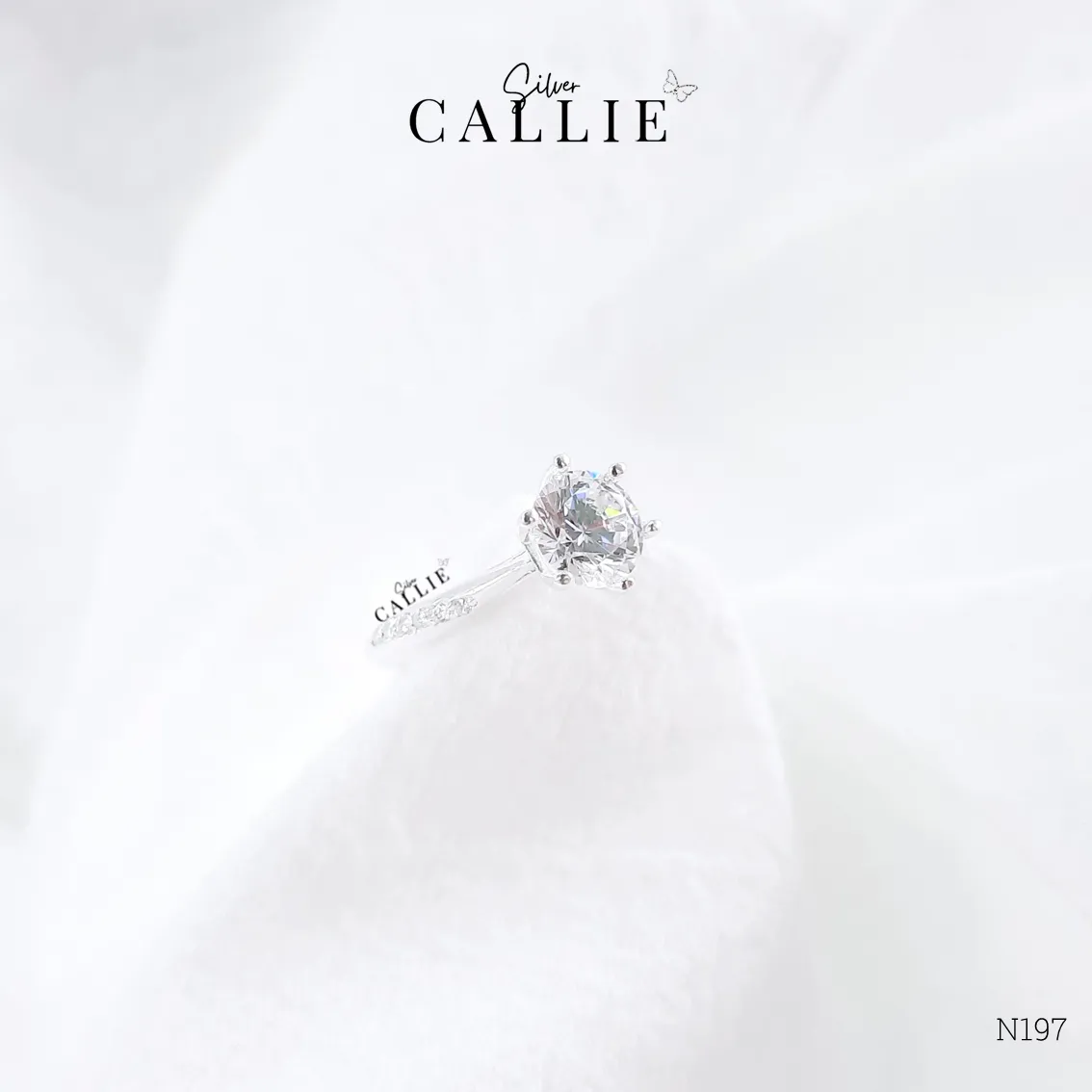 N197 - Nhẫn bạc Callie Silver đá xoắn viên chủ - Hình ảnh 7