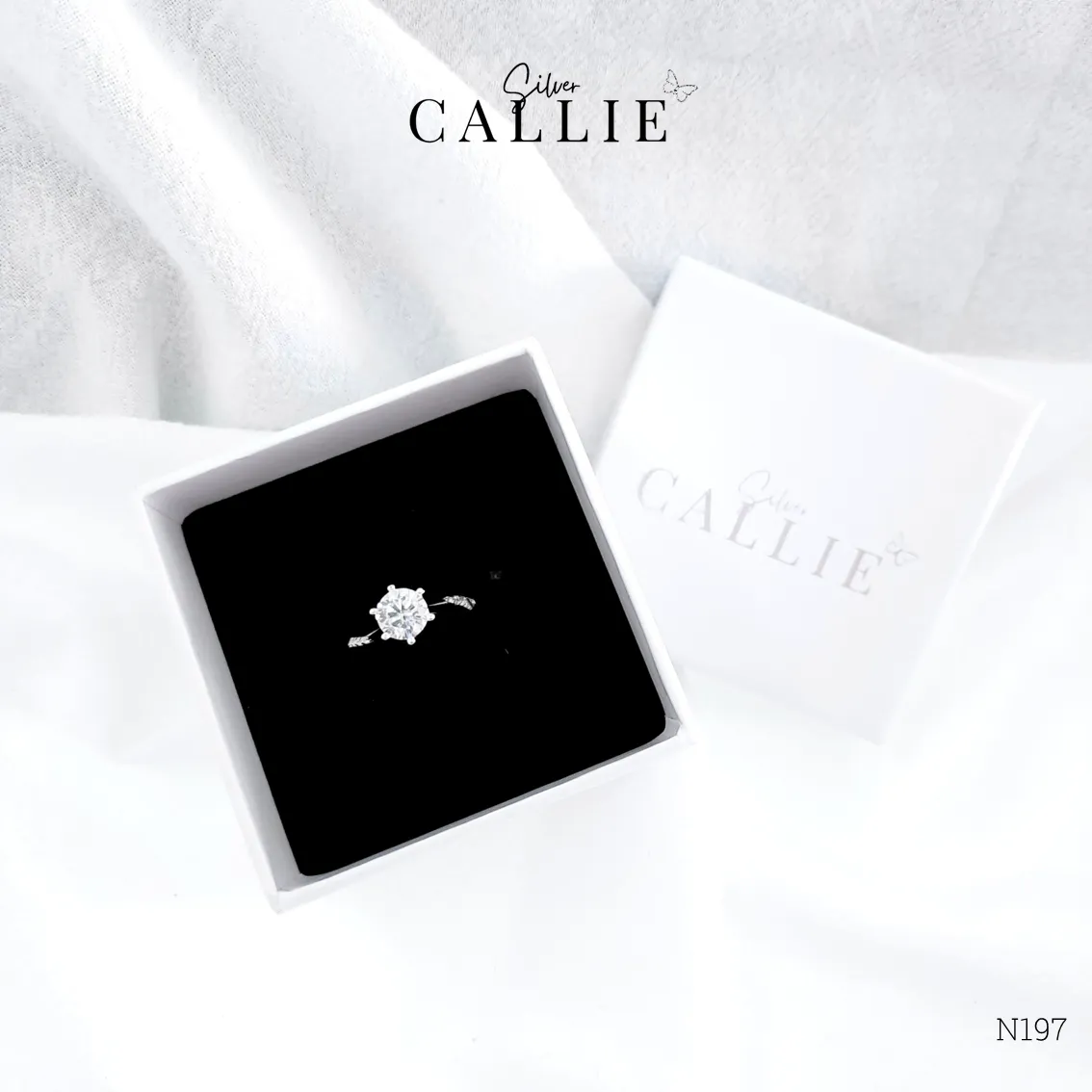 N197 - Nhẫn bạc Callie Silver đá xoắn viên chủ - Hình ảnh 8
